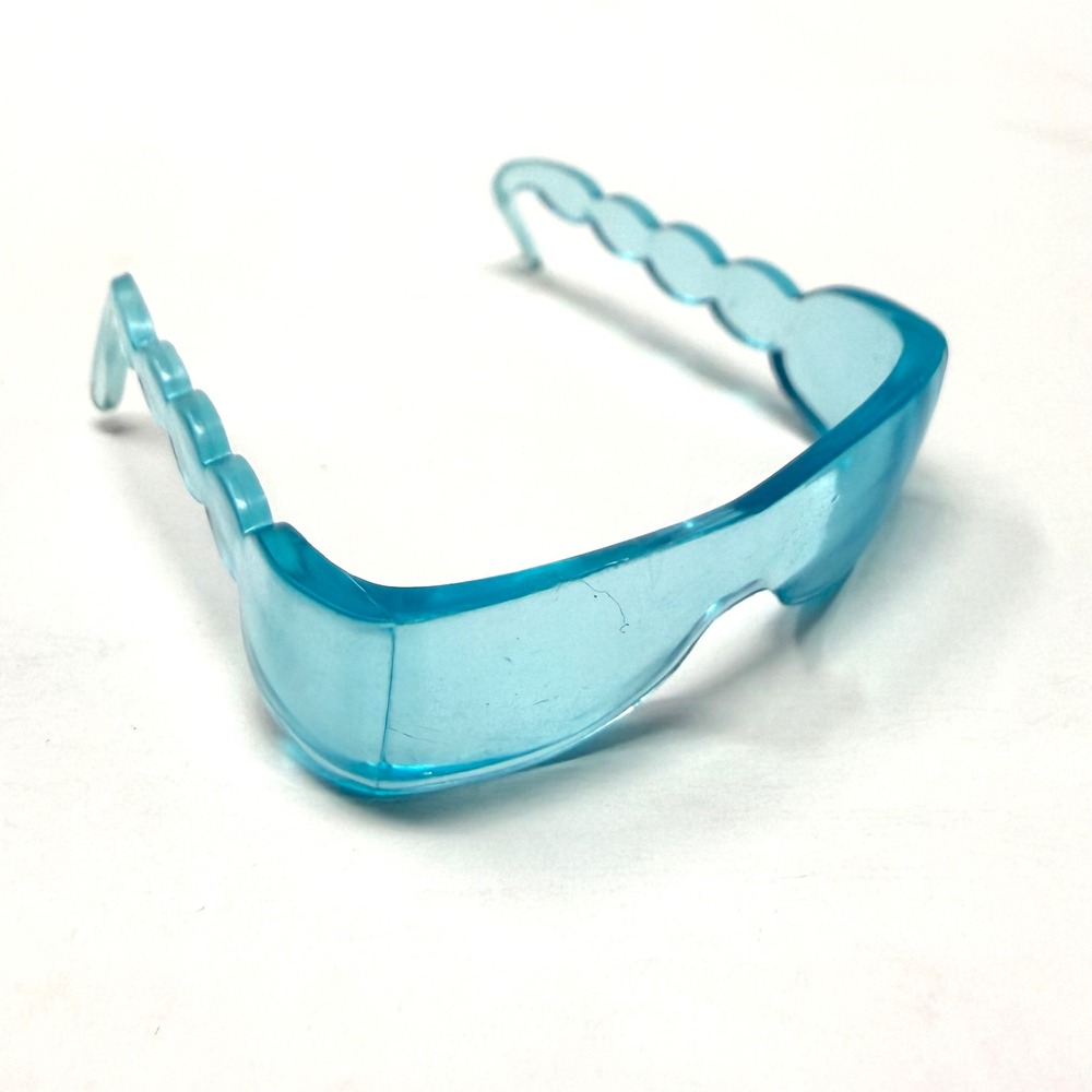 Barbie My Scene Blue Translucent Shield Sunglasses Y2K Futuristic Wavy Scallop - Picture 2 of 5